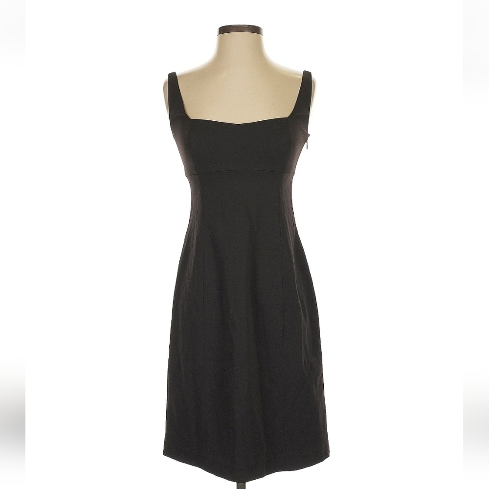 NWT Elie Tahari Gaylan Black Square Neck Wool Blend Cocktail Dress, Size 2